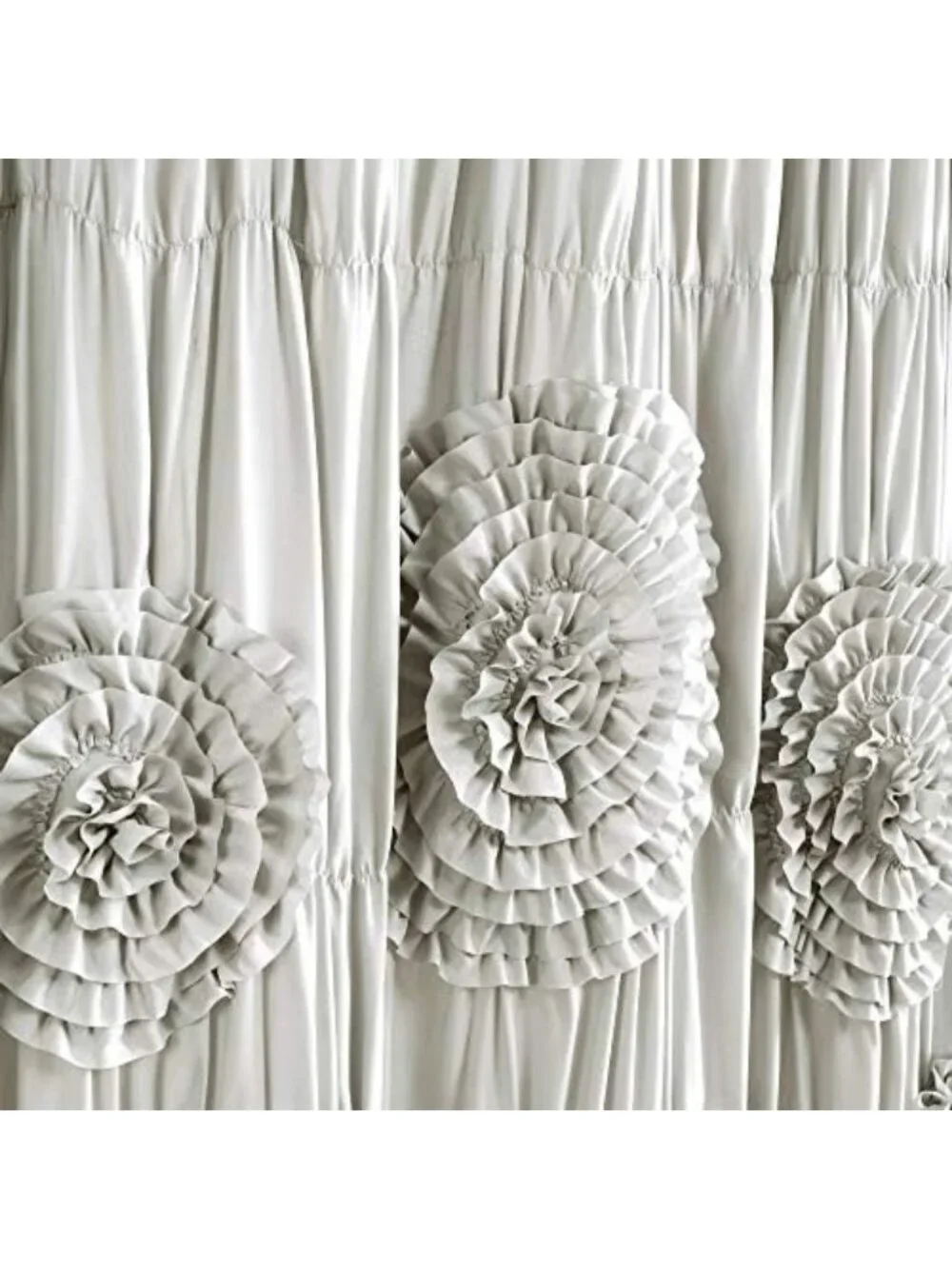 Ruffled Light Gray Shower Curtain 72